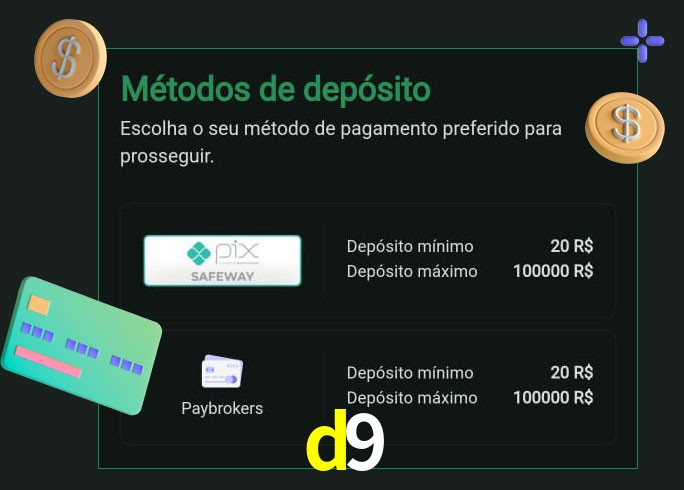 O cassino d9 oferece uma grande variedade de métodos de pagamento